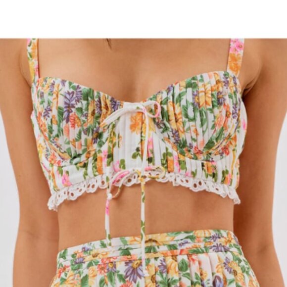 For Love & Lemons Rosalyn Floral Crop Top S - Picture 3 of 6
